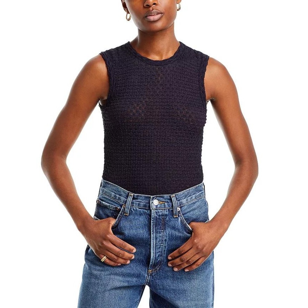 FRAME Navy Sleeveless Tank Top Textured‎ Knit Casual Layering XS - DEFECT